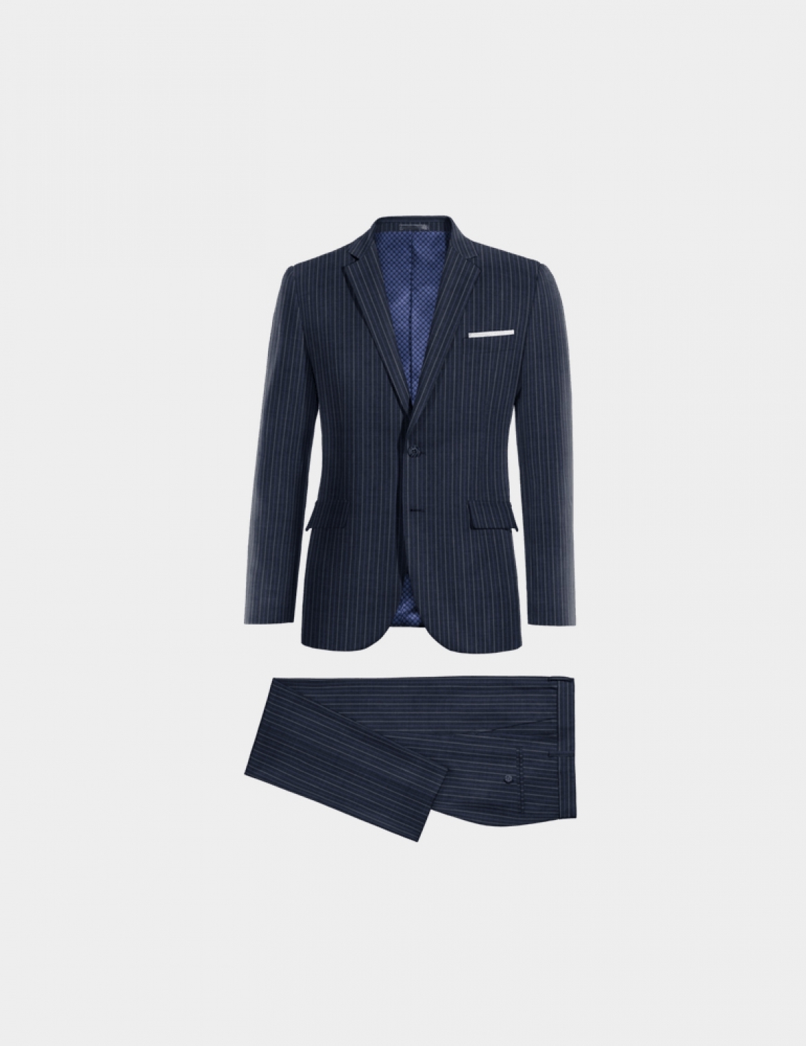 Blue Wool Blend Suit-