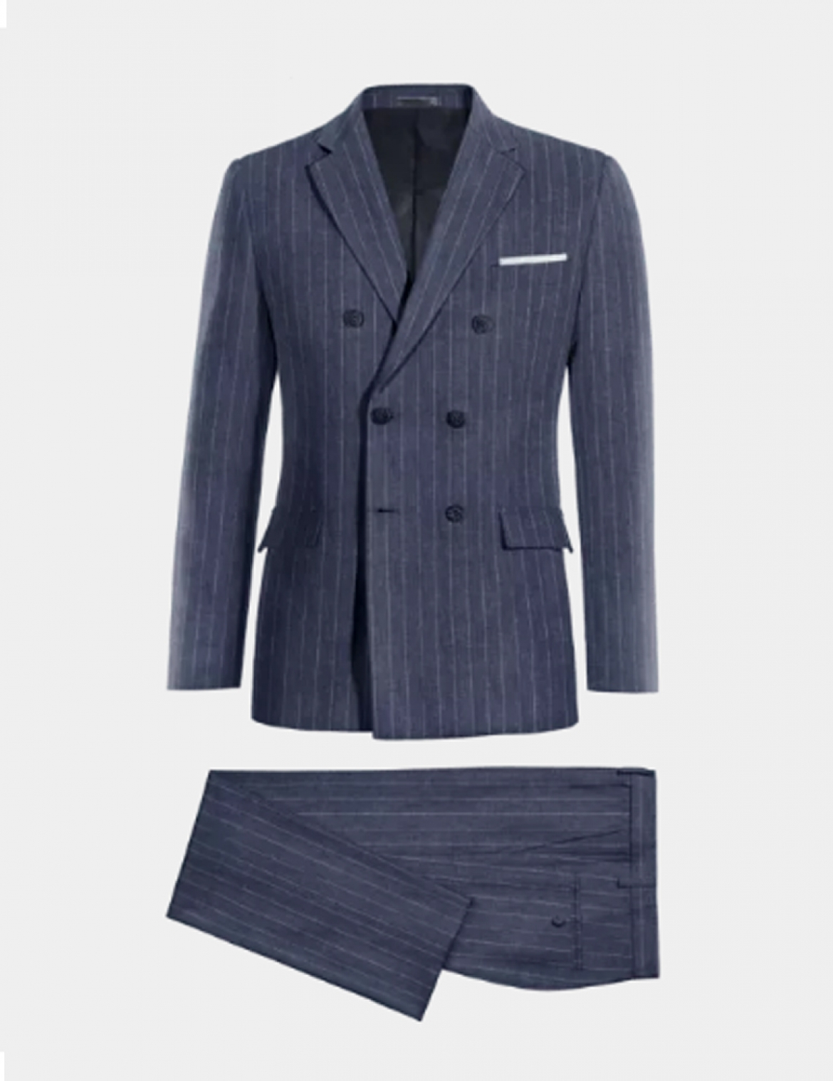 Double Breasted Suit - Blue striped linen