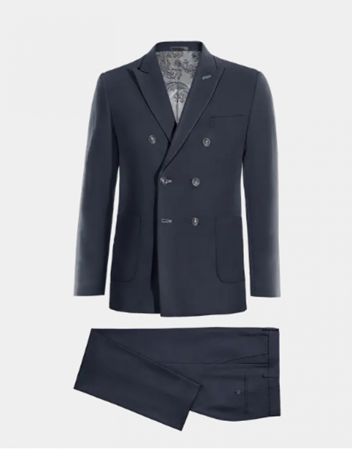 Double Breasted Suit - Blue Wool Blend