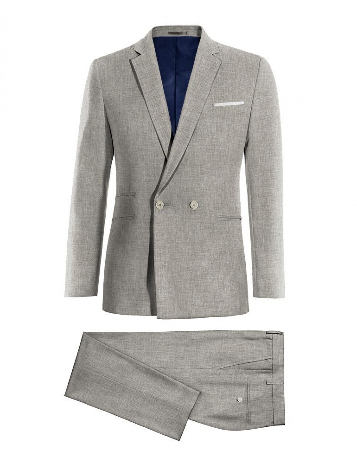 Double Breasted Suit - Light Grey Linen Suit 