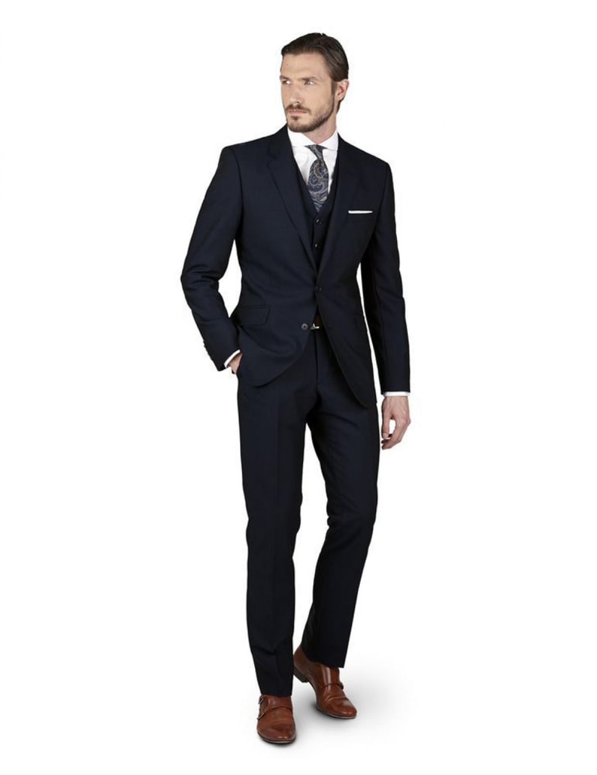 3 Piece Suit Dark Blue I Tailored Suits For Men's | August Tailor