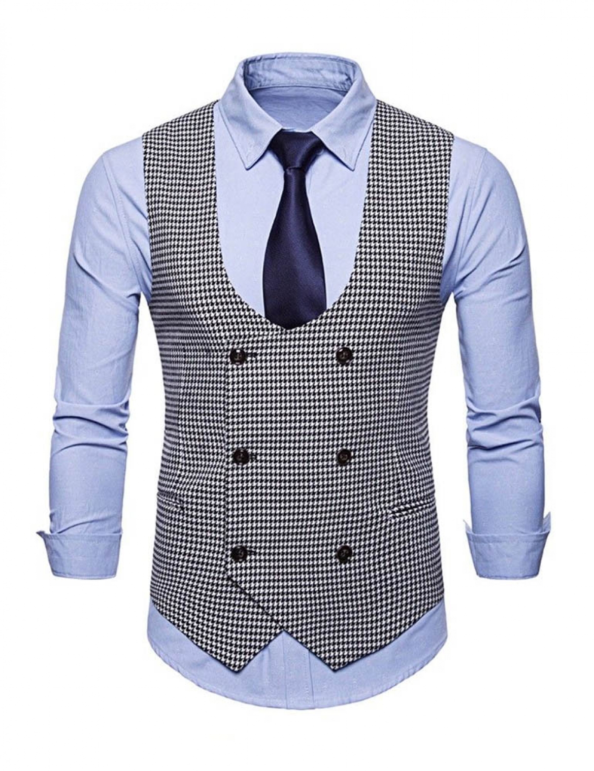 Double Breasted Vests Gray