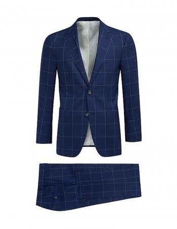 Blue Plaid Wool Suit 