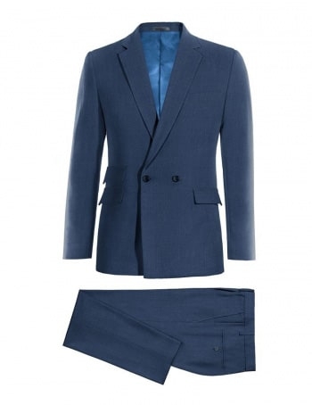 Double Breasted Suit - Blue Wool Suit