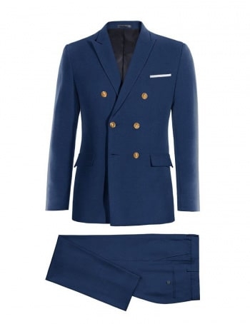 Double Breasted Suit - Blue Wool 