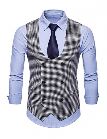 Double Breasted Vests Gray