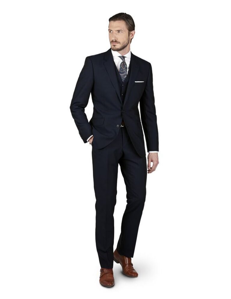 3 piece suit dark blue