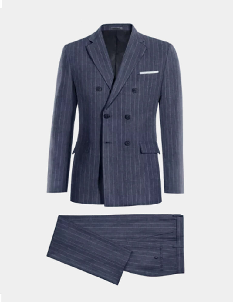 double breasted suit blue striped linen