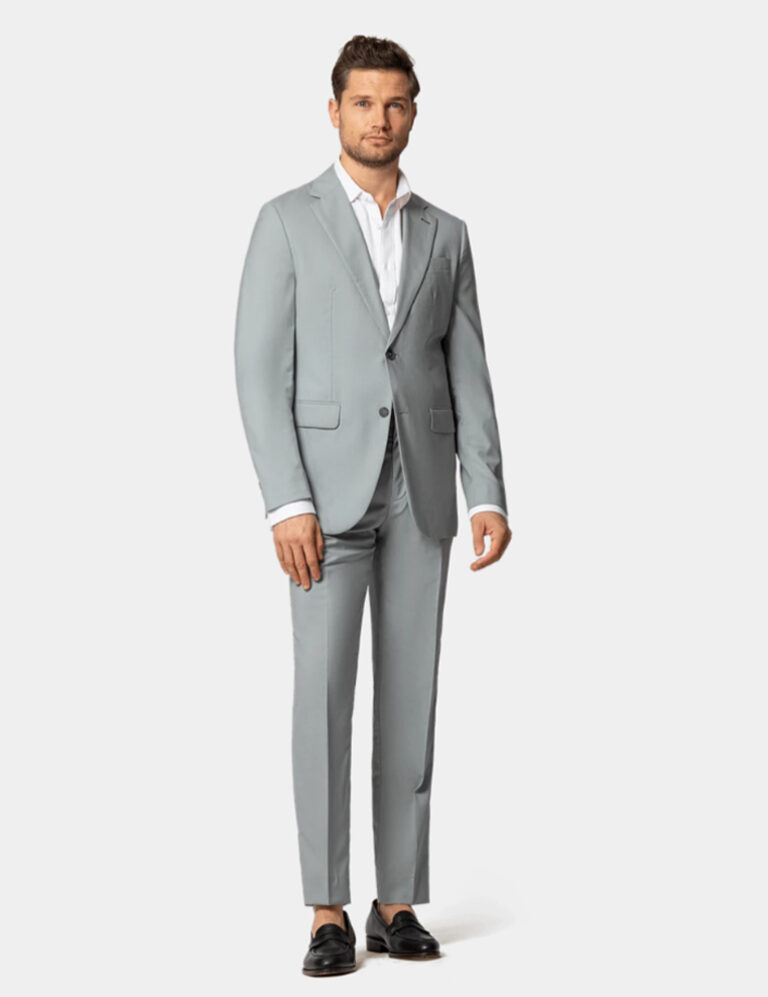 gray light wool blend suit