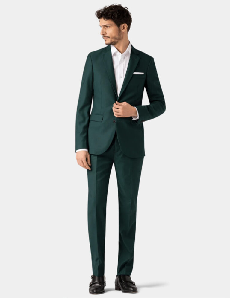 green wool suit