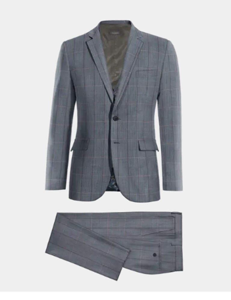 grey plaid wool suit