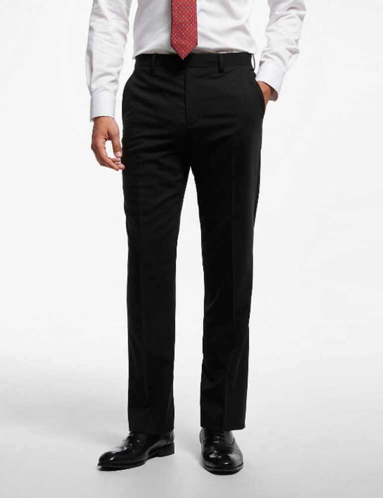 mens wool pants black