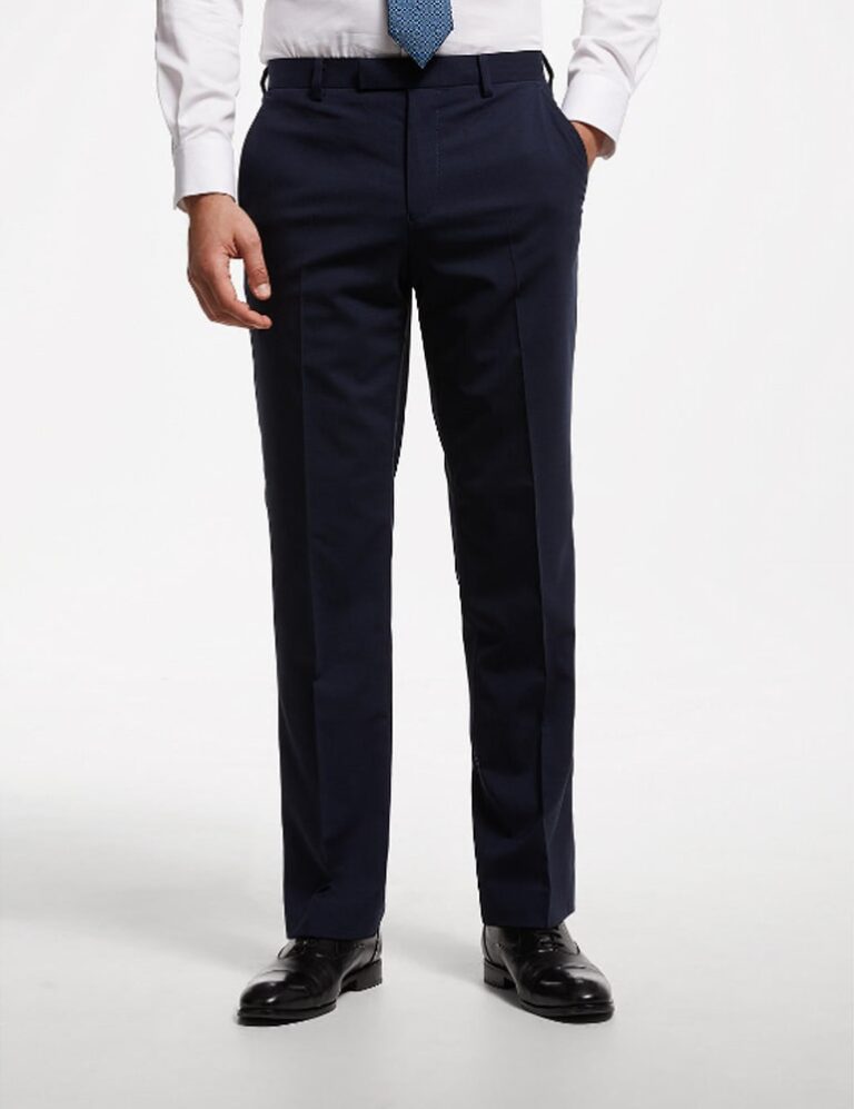 mens wool pants slim navy